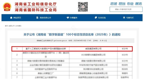 喜訊|威勝集團上榜湖南省“數(shù)字新基建”100個標(biāo)志性項目名單